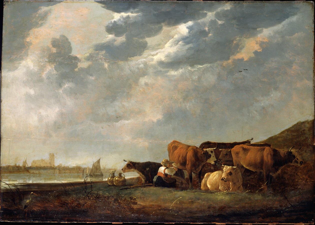Storfe i nærheten av Maas, med Dordrecht i det fjerne av Aelbert Cuyp