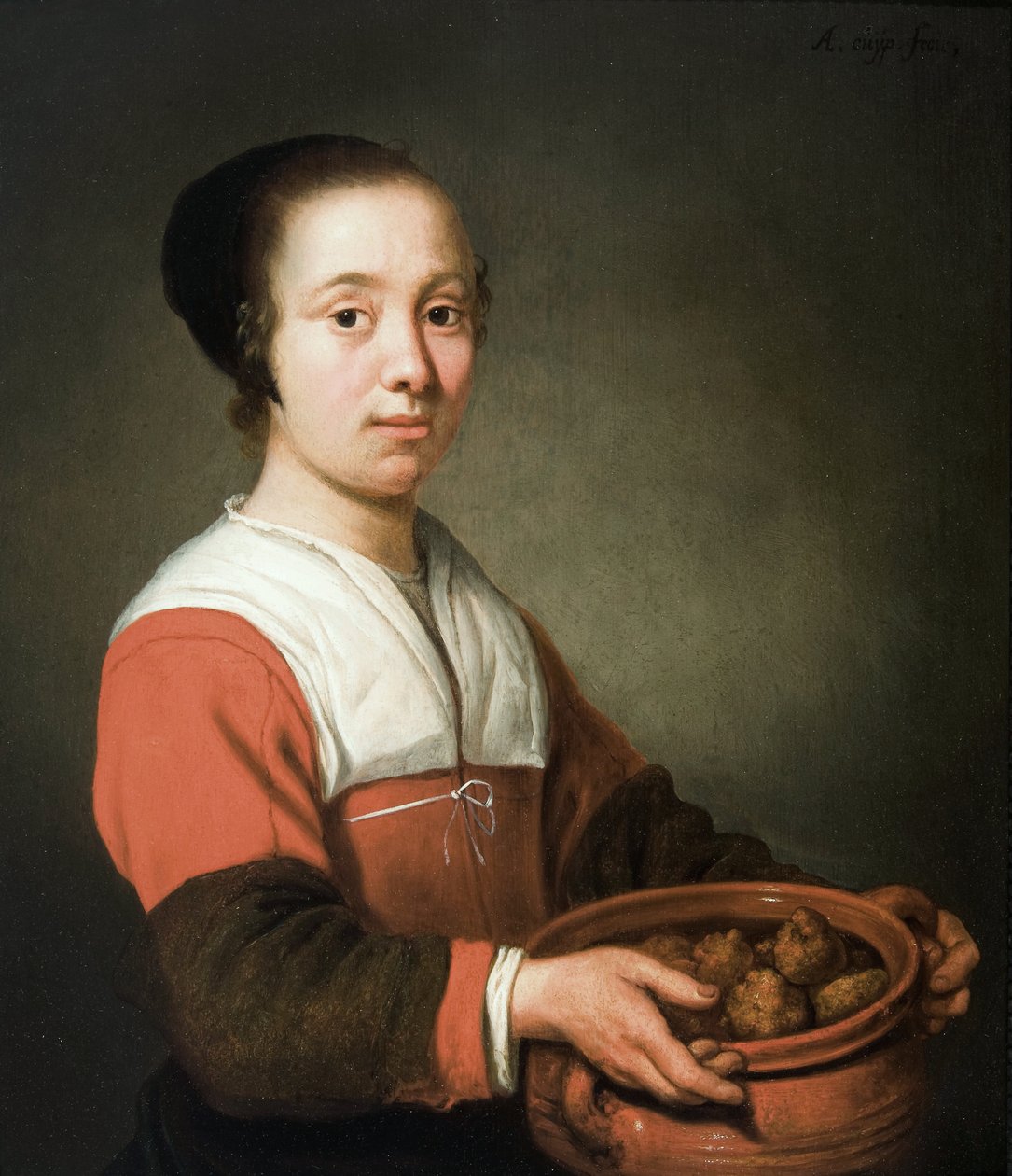 Ung kvinne med en kokekar full av oliebollen av Aelbert Cuyp