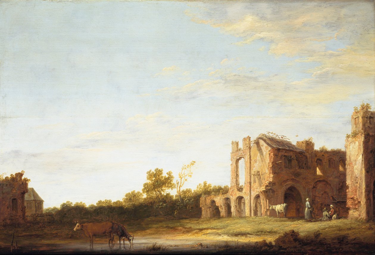 Landskap med ruinene av Rijnsburg Abbey av Aelbert Cuyp