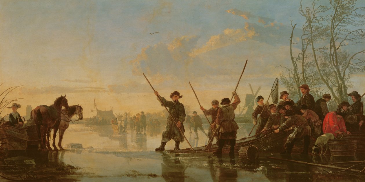 Skøytescene med Maas i Dordrecht, ca. 1655-60 (panel) av Aelbert Cuyp