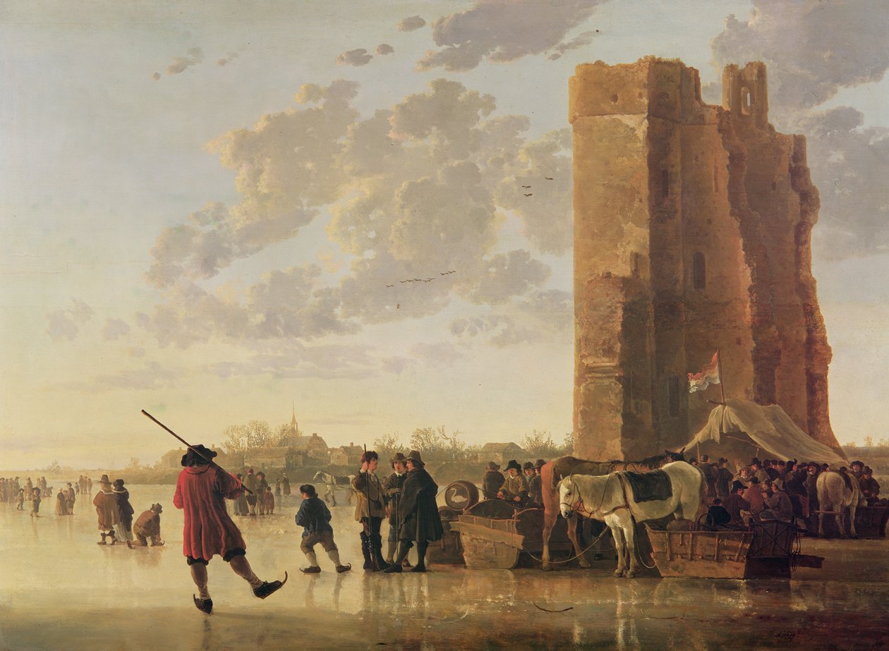 Utsikt over Maas om vinteren av Aelbert Cuyp