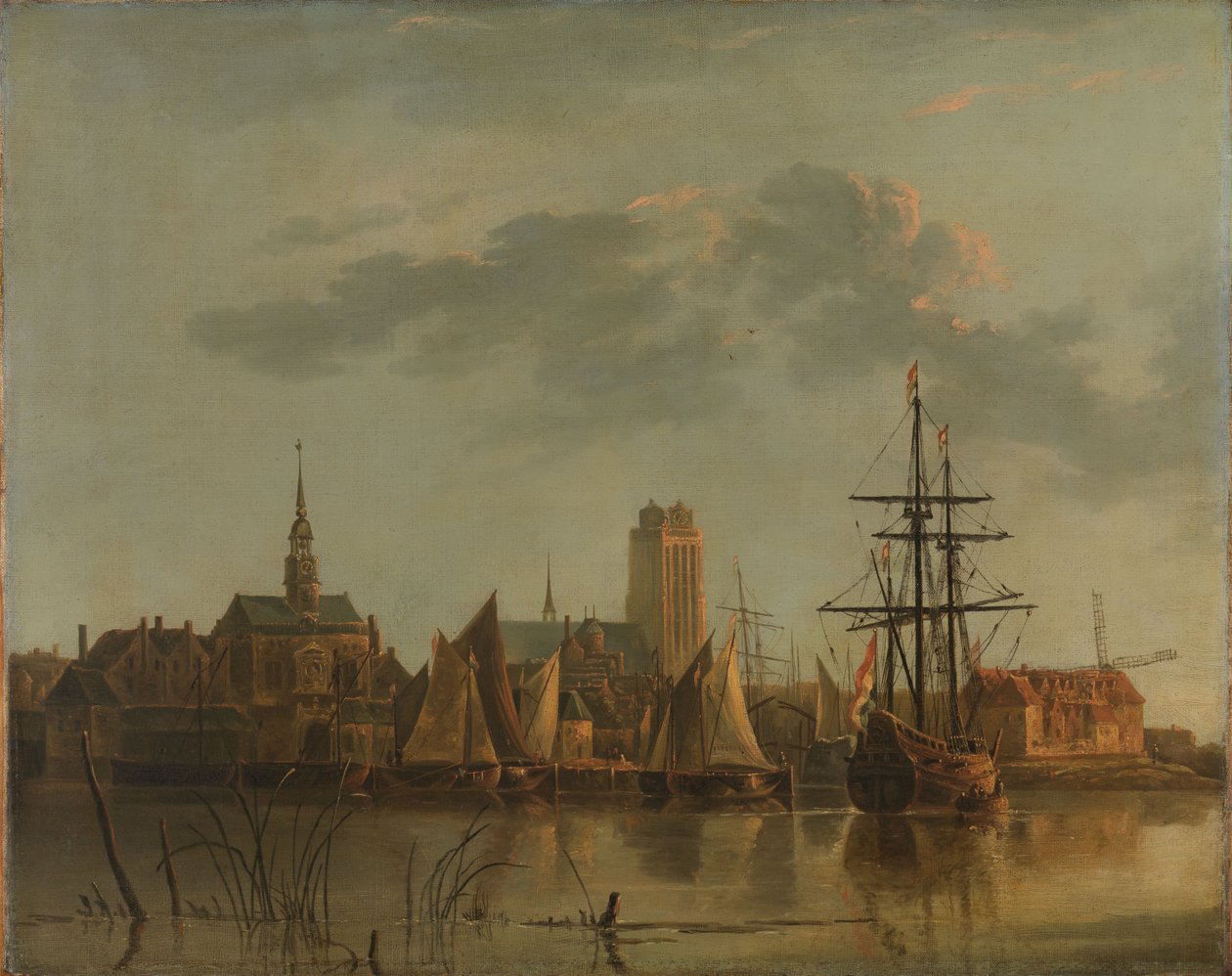 Utsikt over Dordrecht ved solnedgang av Aelbert (after) Cuyp