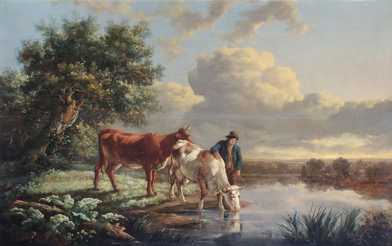 Storfe som drikker ved elvekanten av Aelbert Cuyp