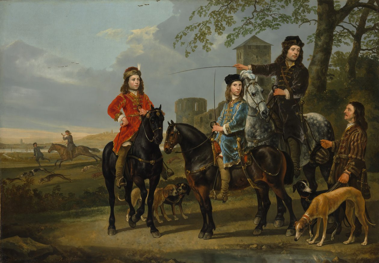Rytterportrett av Cornelis 1639-1680 og Michiel Pompe van Meerdervoort..., ca. 1652-53. av Aelbert Cuyp