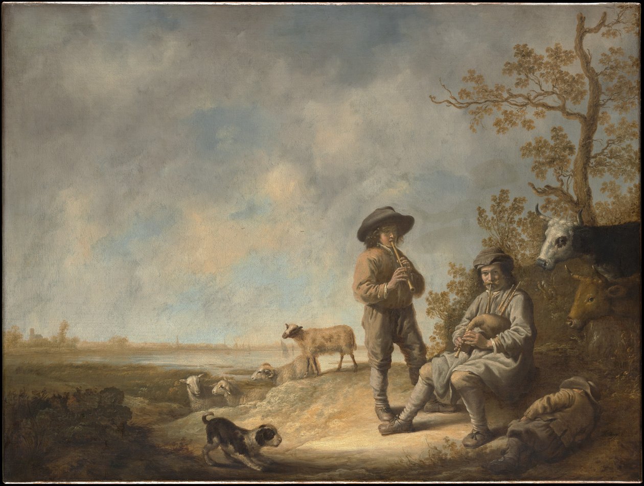 Gjetere som spiller fløyte av Aelbert Cuyp