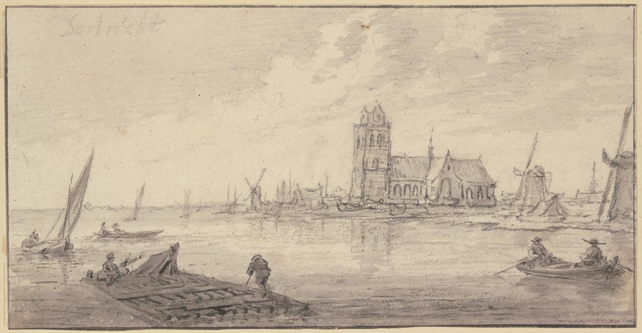 Tømmerflåter utenfor Dordrecht av Aelbert Cuyp