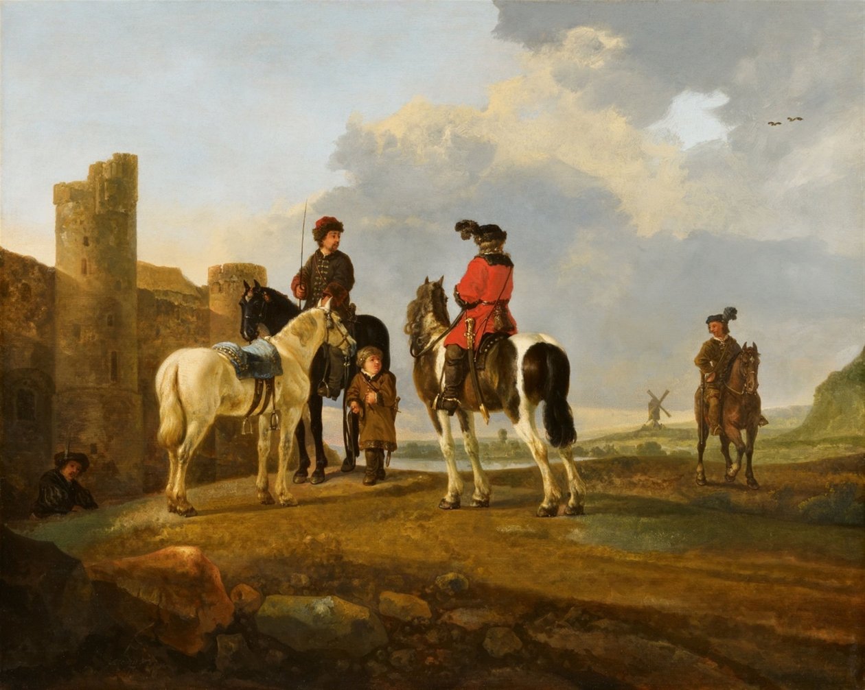 Ryttere i hvile av Burg Ubbergen av Aelbert Cuyp