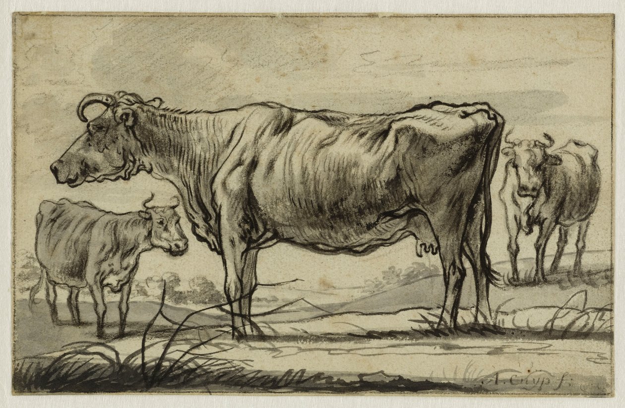 Tre kyr på beite (Lugt 16) av Aelbert Cuyp