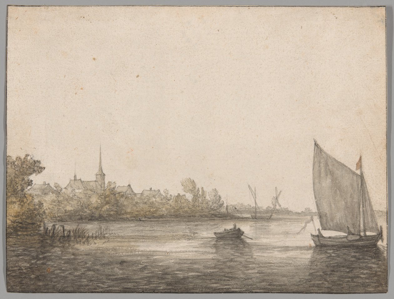 Utsikt over IJsselmonde sett over den nye Maas av Aelbert Cuyp