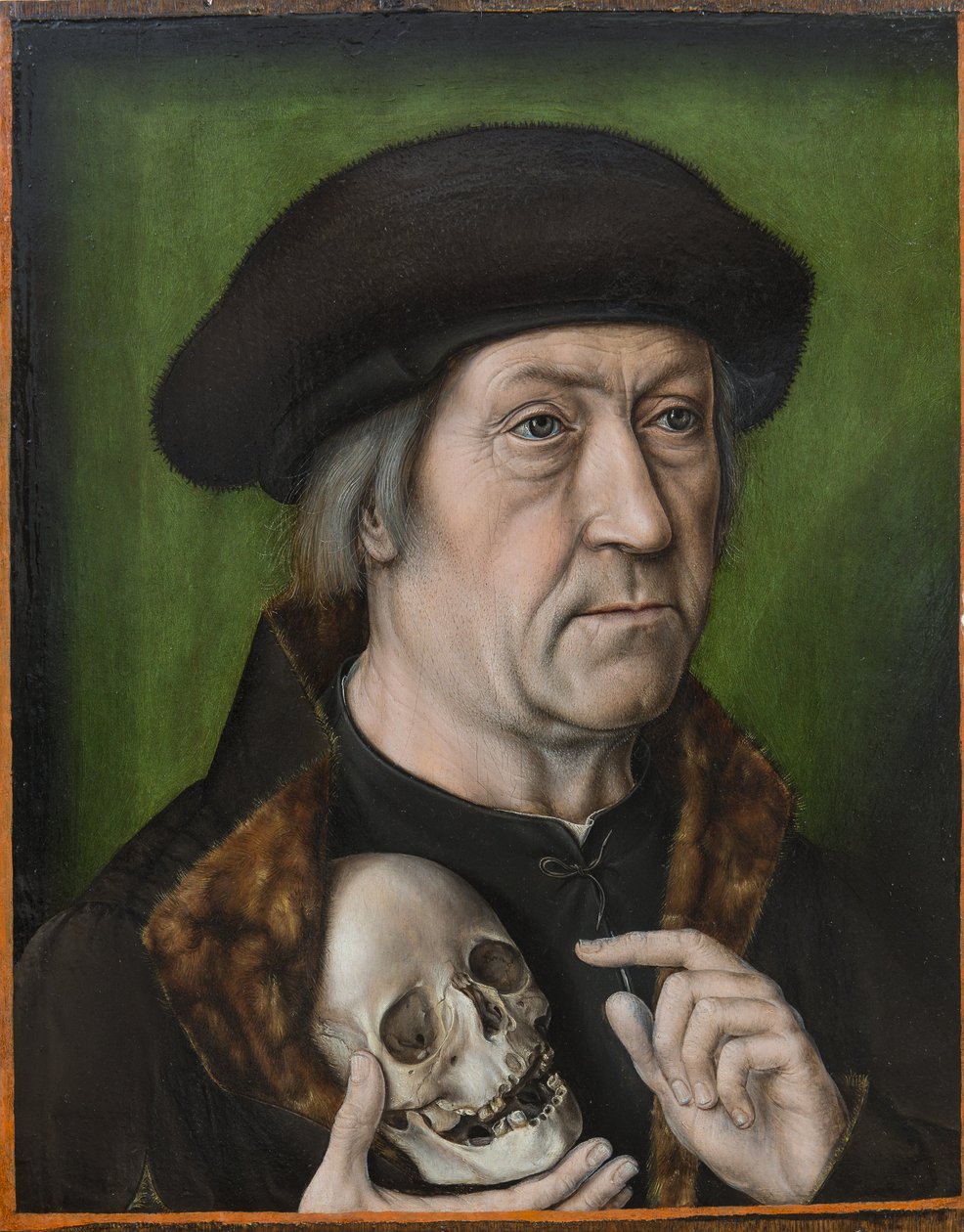 Selvportrett / Portrett av en mann som holder et skallet av Aelbrecht Bouts