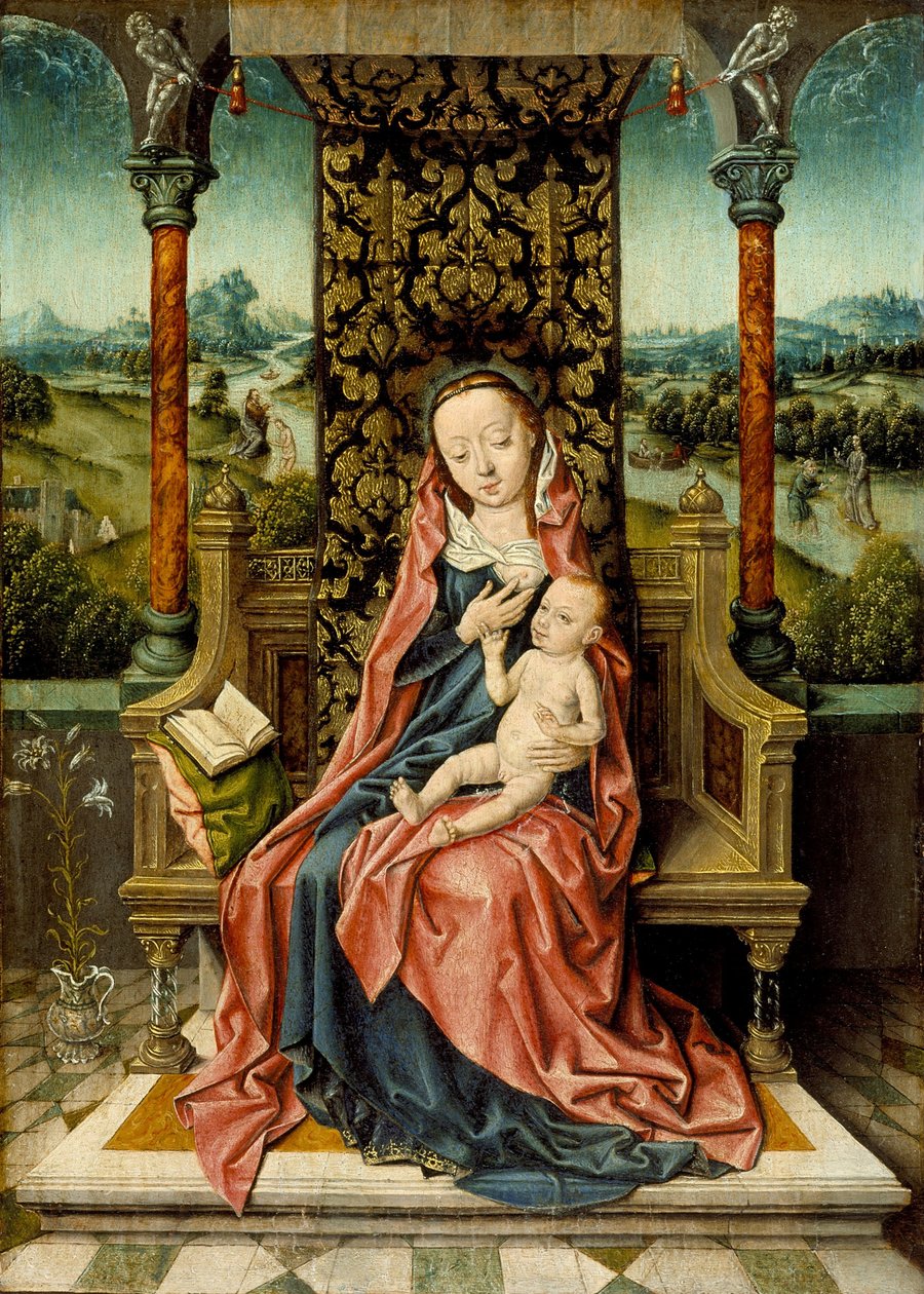 Madonna and Child Enthroned, ca. 1510 av Aelbrecht Bouts