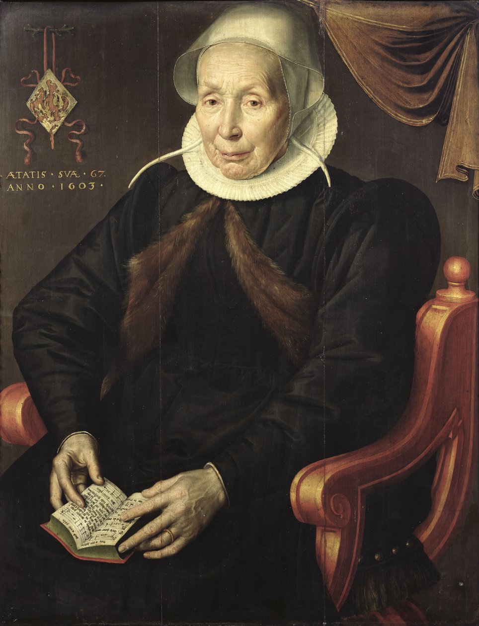 Portrett av en eldre kvinne, 1603 av Aert Pietersz.