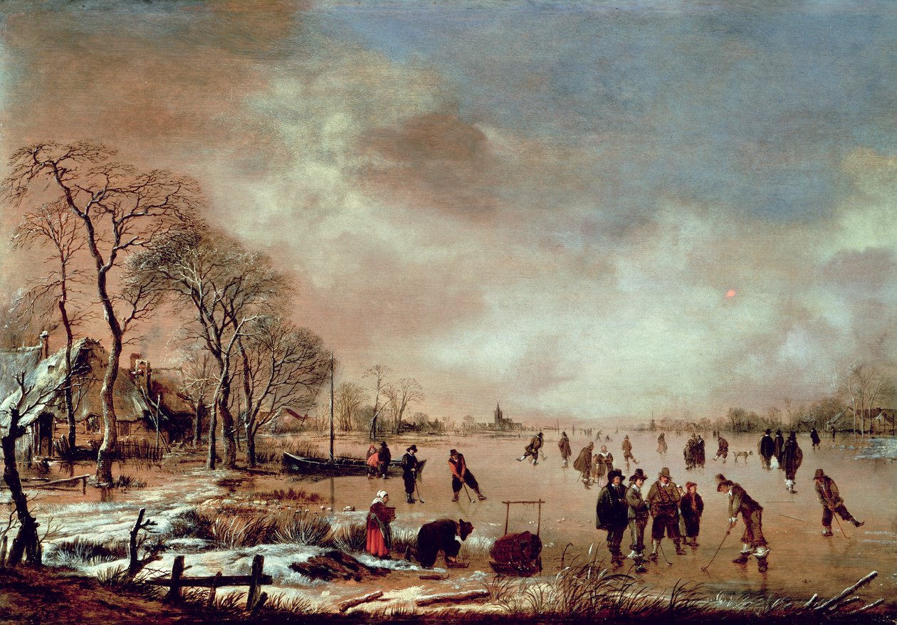 Frossen kanalscene av Aert van der Neer