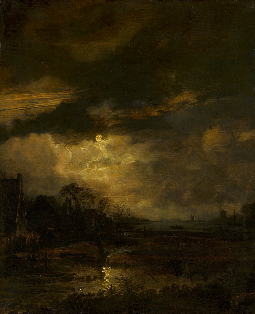 Landskap ved solnedgang av Aert van der Neer