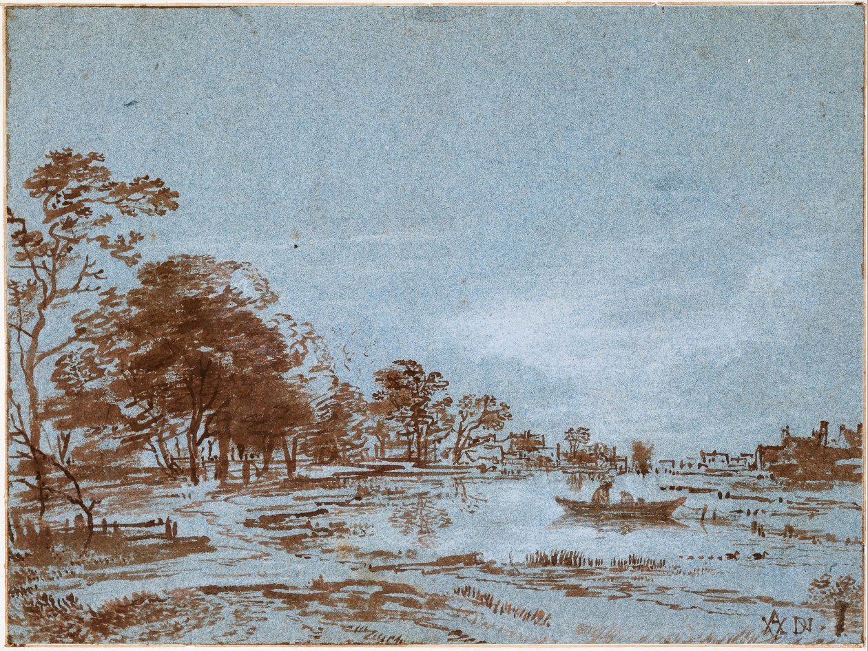 Elvelandskap ved måneskinn av Aert van der Neer