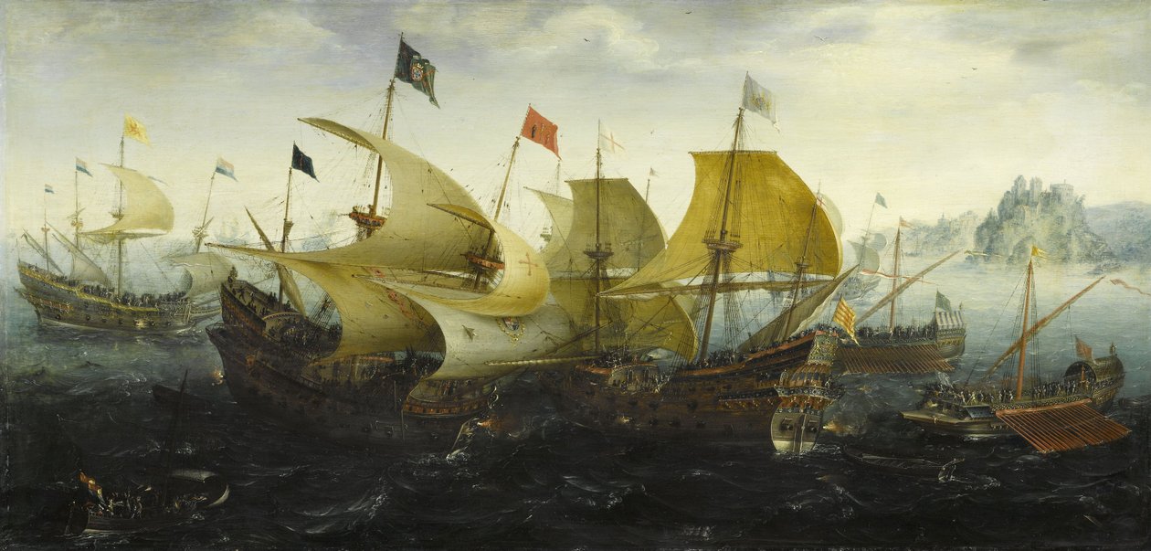 Slaget ved Cadiz Nederlandske og engelske skip angriper den spanske armadaen, 1608 av Aert Anthonisz