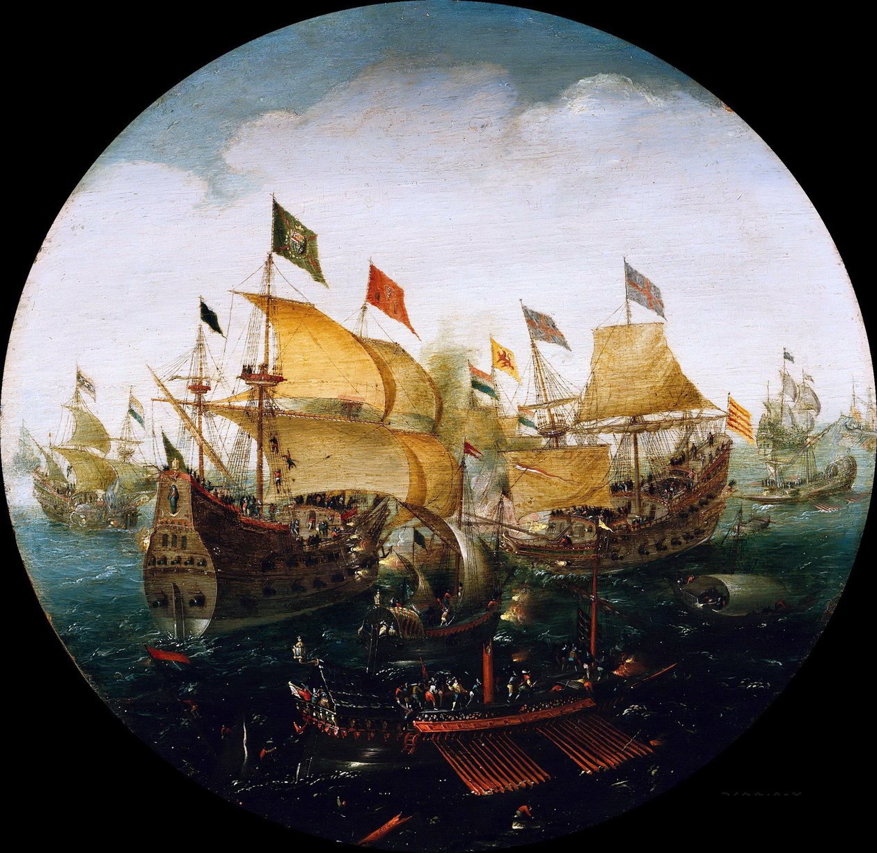 Sjøslag mellom de nederlandske og spanske skipene, 1604 av Aert Anthonisz