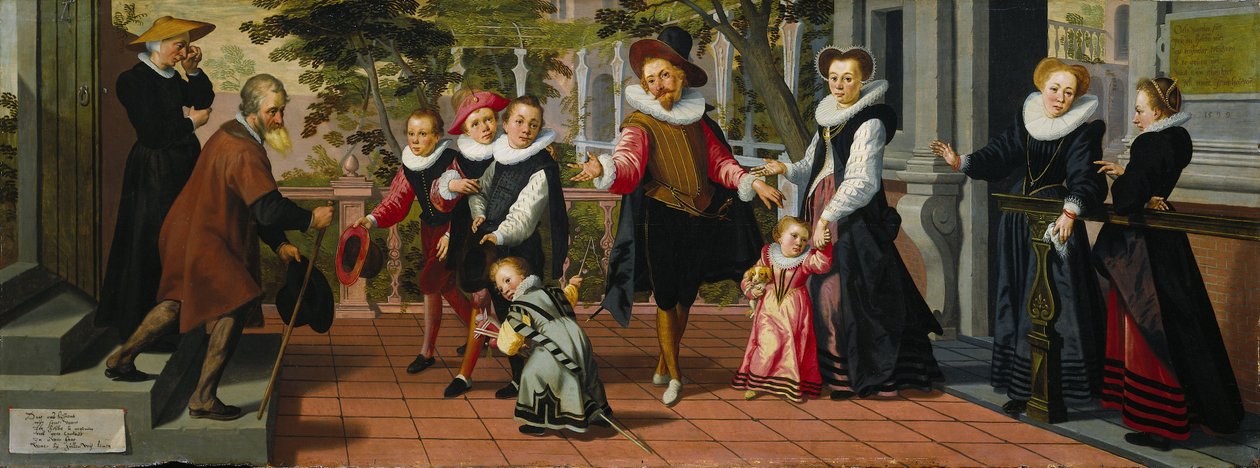 Rike barn, fattige foreldre, 1599 av Aert Pietersz.