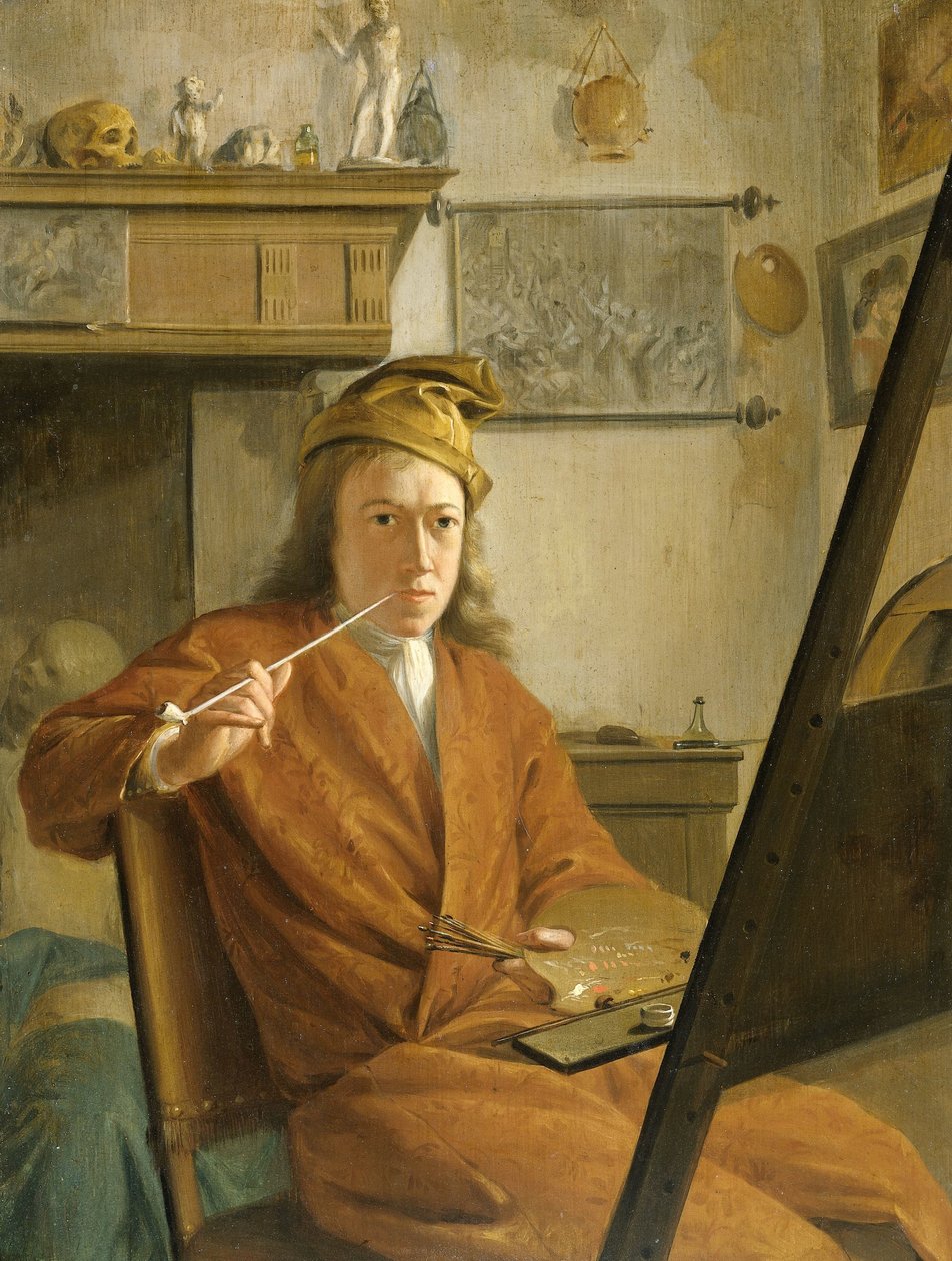 Portrett av en maler, kanskje kunstneren selv av Aert Schouman (attributed to)