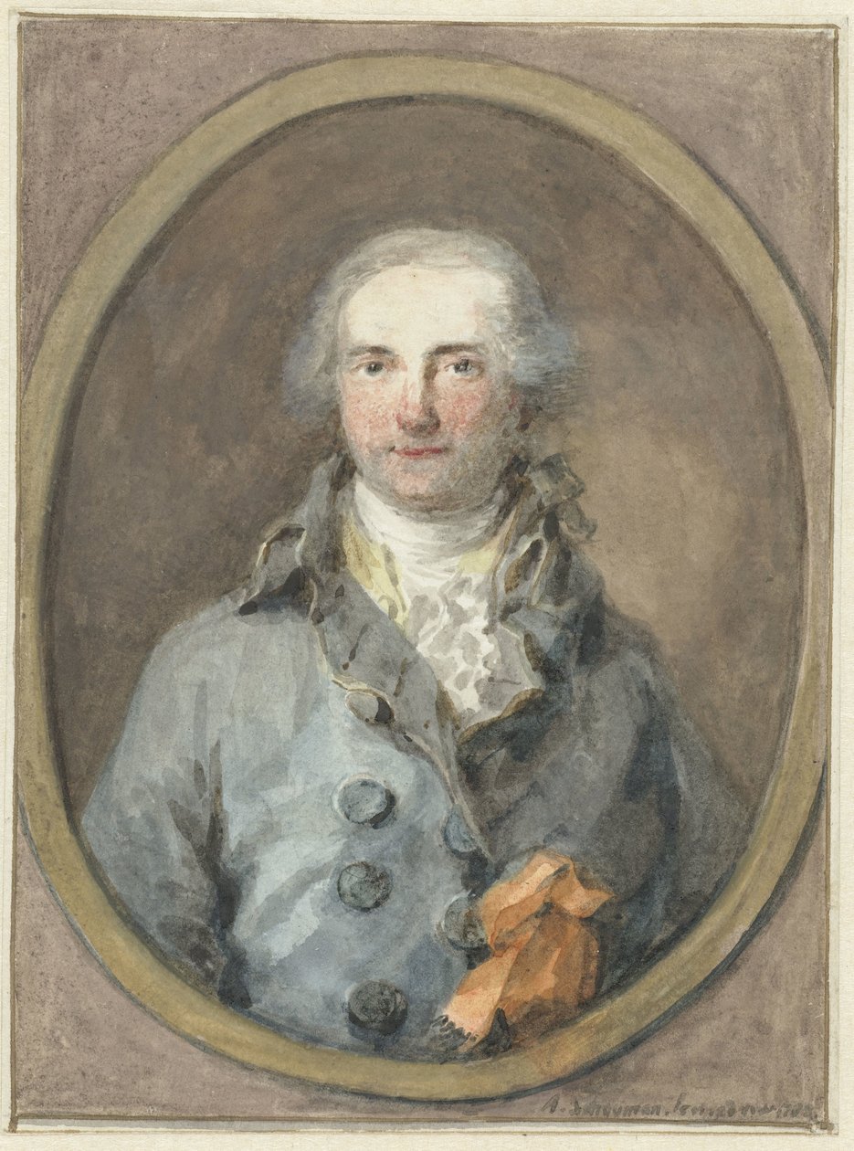 Portrett av en herre i en oval ramme av Aert Schouman