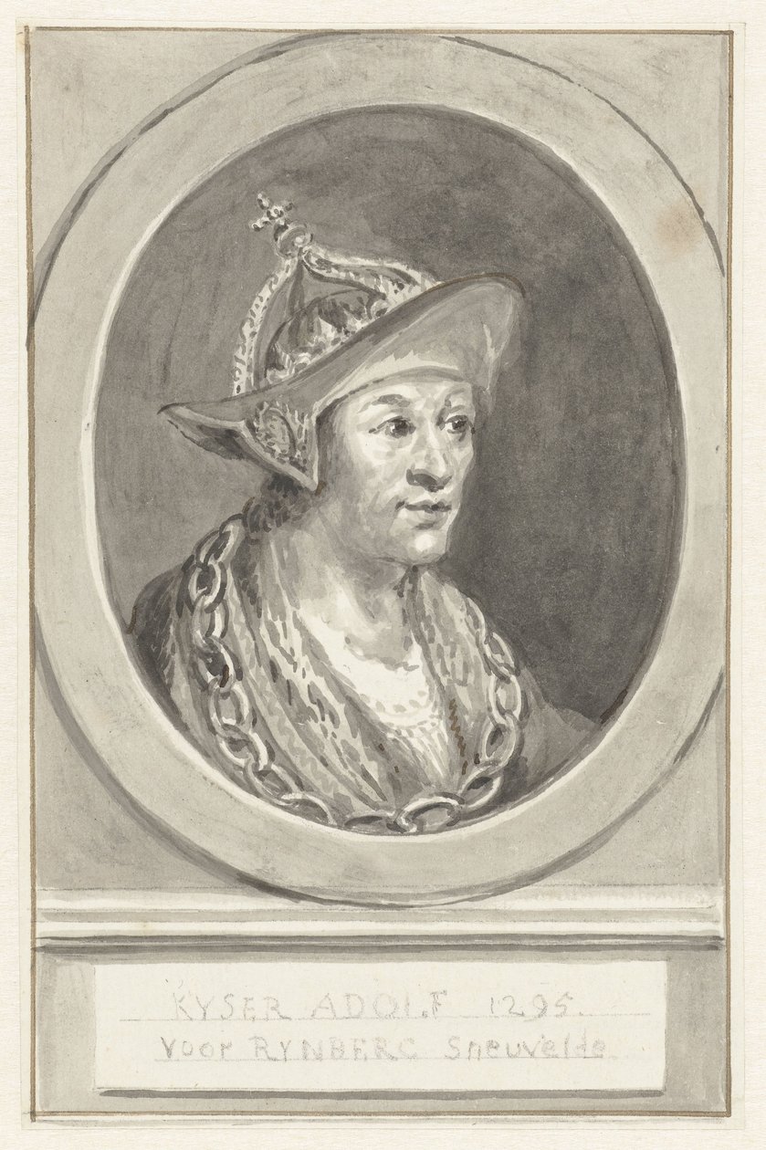 Portrett av keiser Adolf VII av Nassau, i oval, vendt mot høyre av Aert Schouman