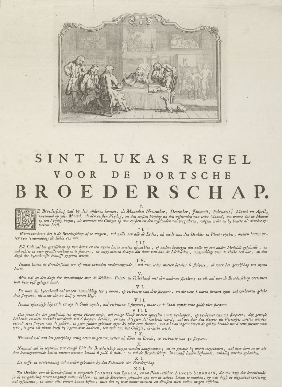 Regler for Saint Luke-lauget i Dordrecht, 1736 av Aert Schouman