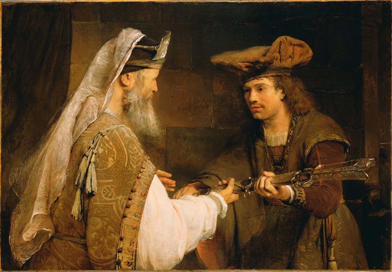 Ahimelek gir Goliats sverd til David, ca. 1680 (olje på lerret) av Aernt de Gelder