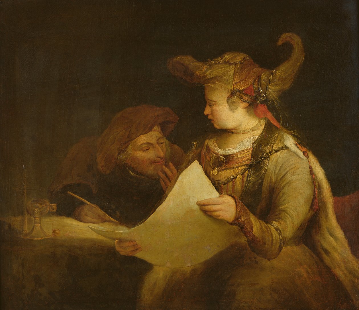 Ester og Mordekai, ca. 1685 av Aernt de Gelder