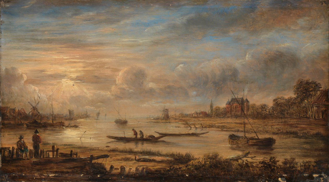 River View ved soloppgang av Aert van der Neer (copy after)