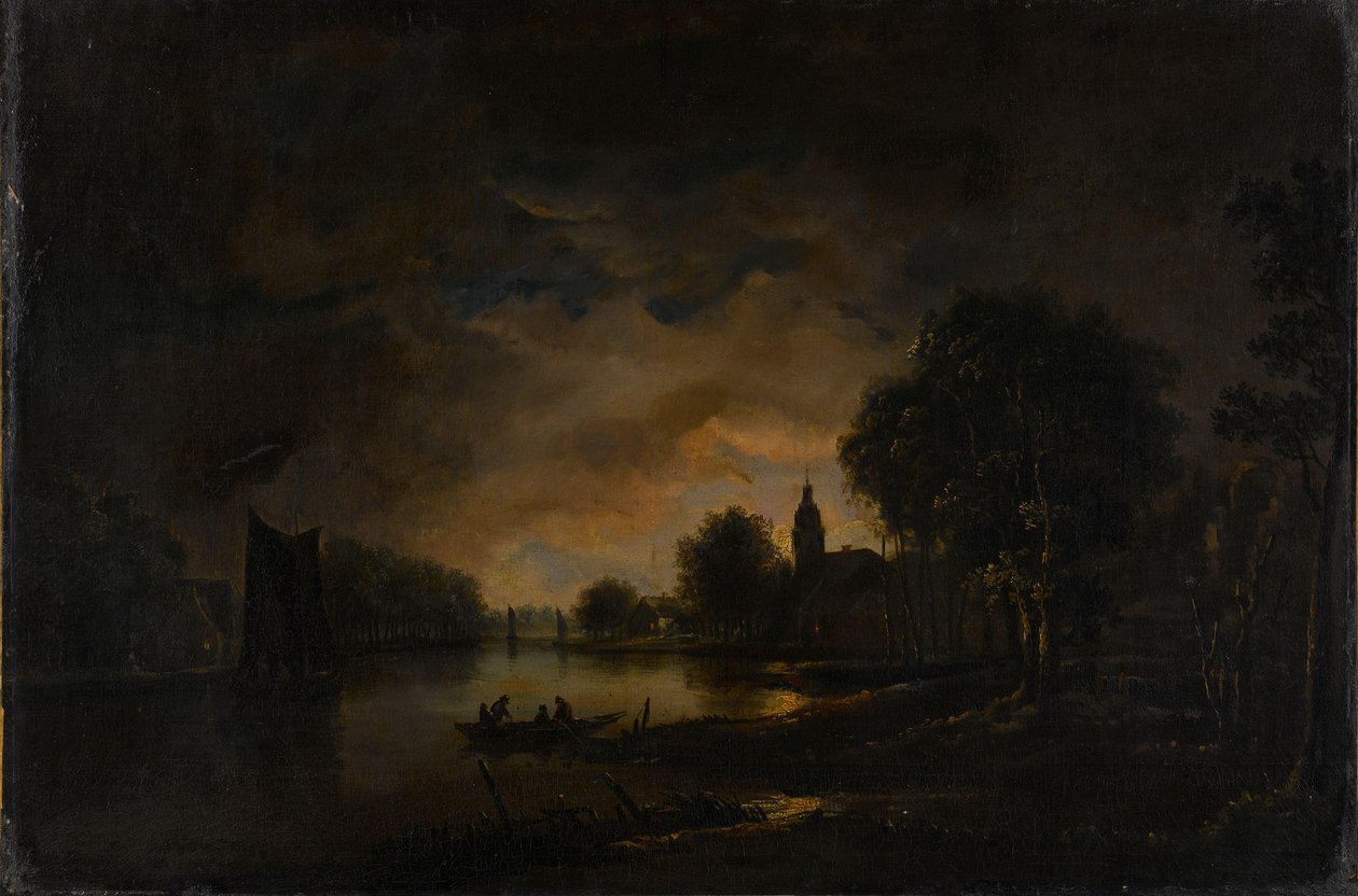 River View by Moonlight av Aert van der Neer (manner of)