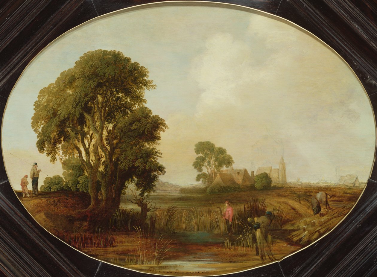 Et landskap med Reedcutters, 1600-tallet av Aert van der Neer