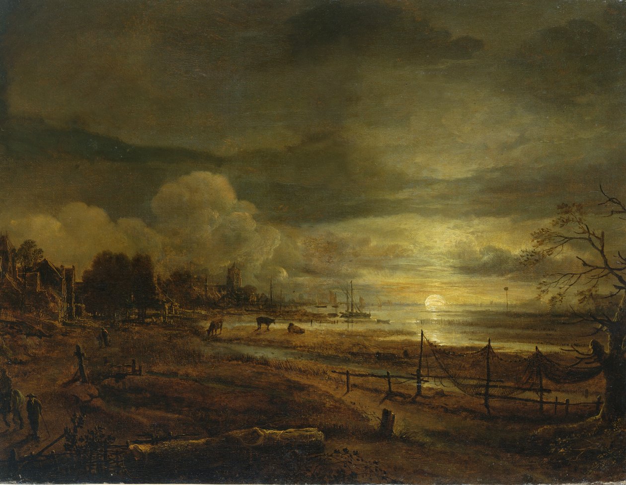 Kanal ved Moonrise av Aert van der Neer
