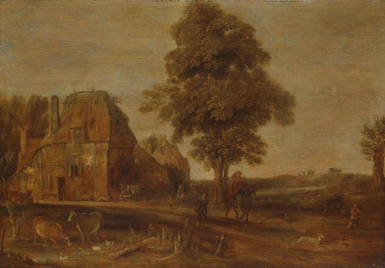 Landskap med vertshus av Aert van der Neer