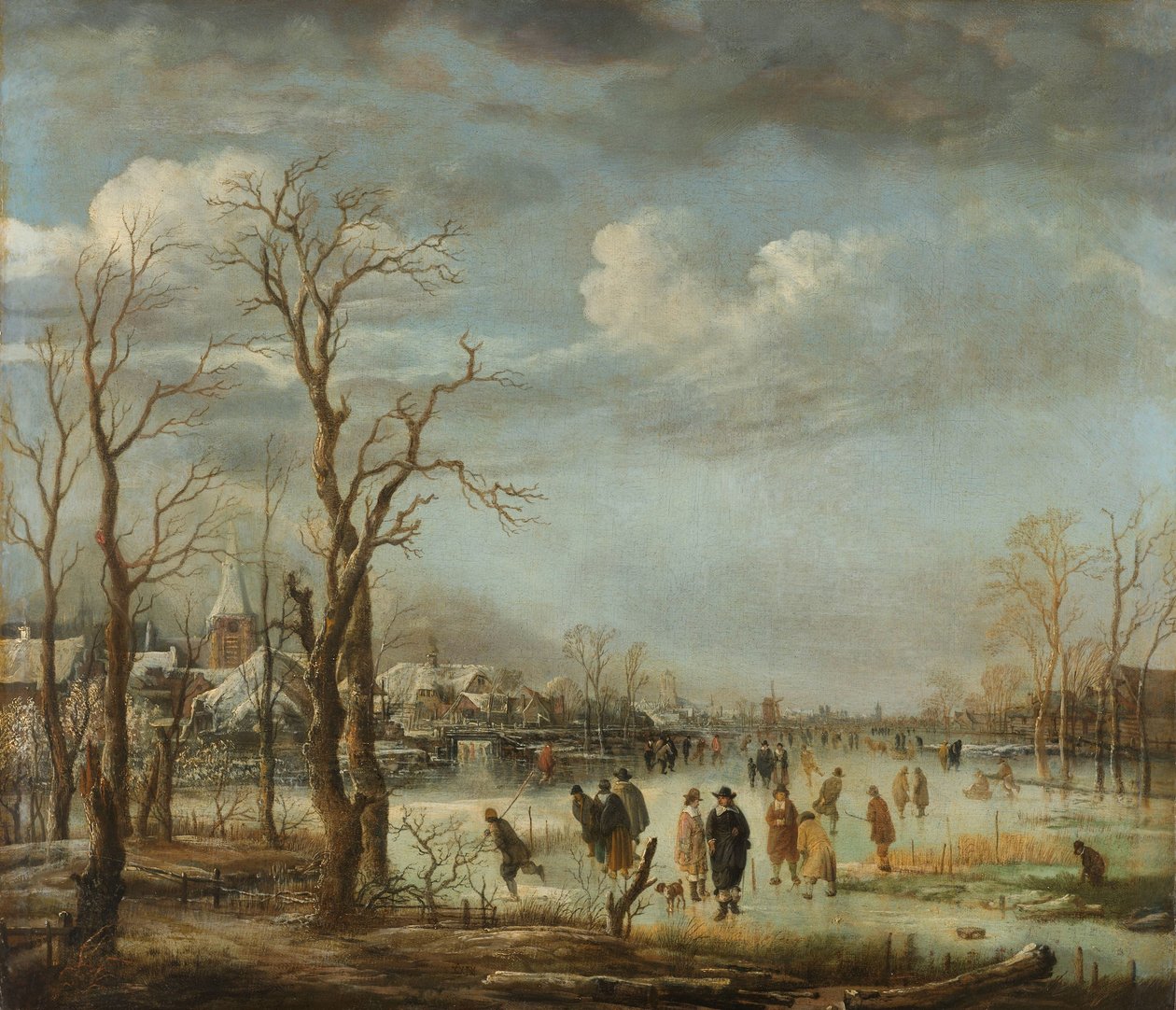 Elveutsikt om vinteren, 1630-60 av Aert van der Neer
