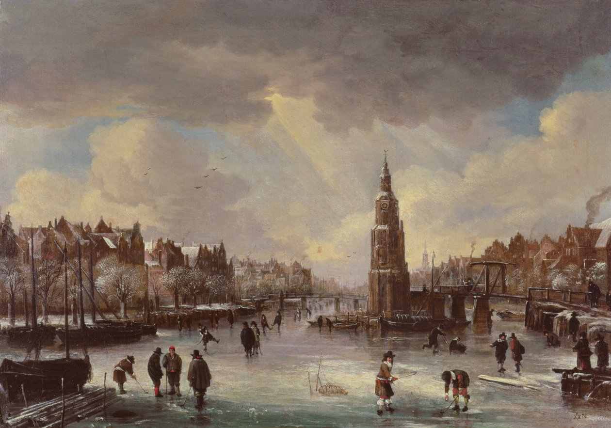 By ved en frossen elv av Aert van der Neer