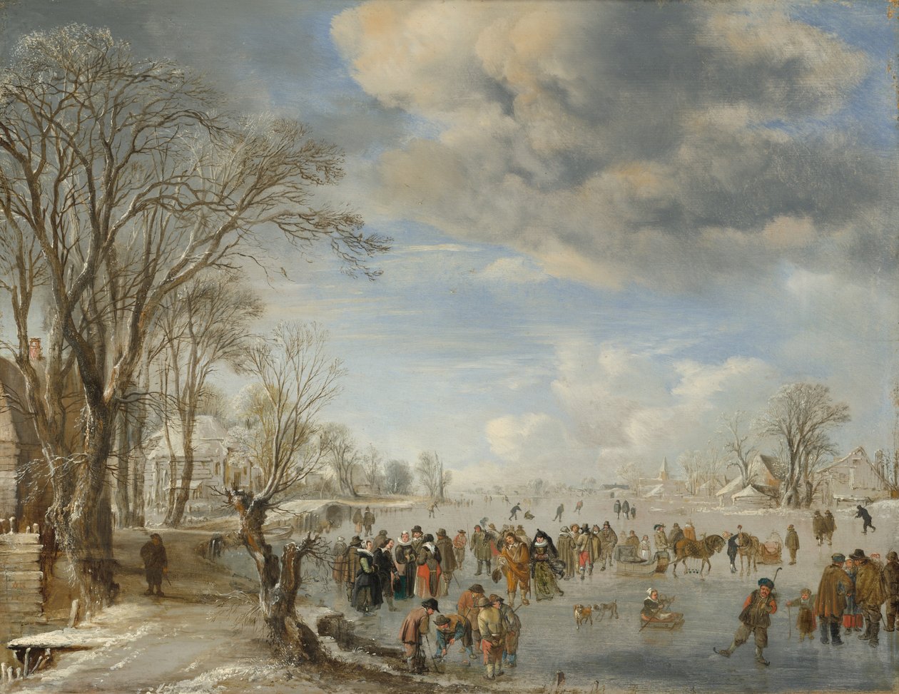 Vinter i Holland: Skøytescene av Aert van der Neer