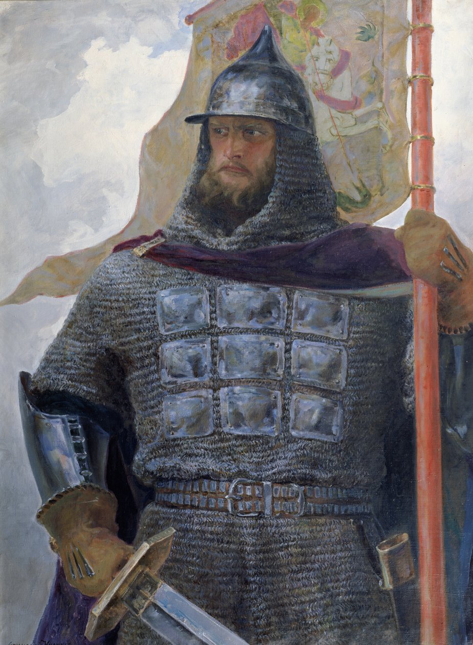 Alexander Nevsky (1220-63) hertug av Novgorod, storhertug av Vladimir (olje på lerret) av Afanasiy Yefremovich Kulikov