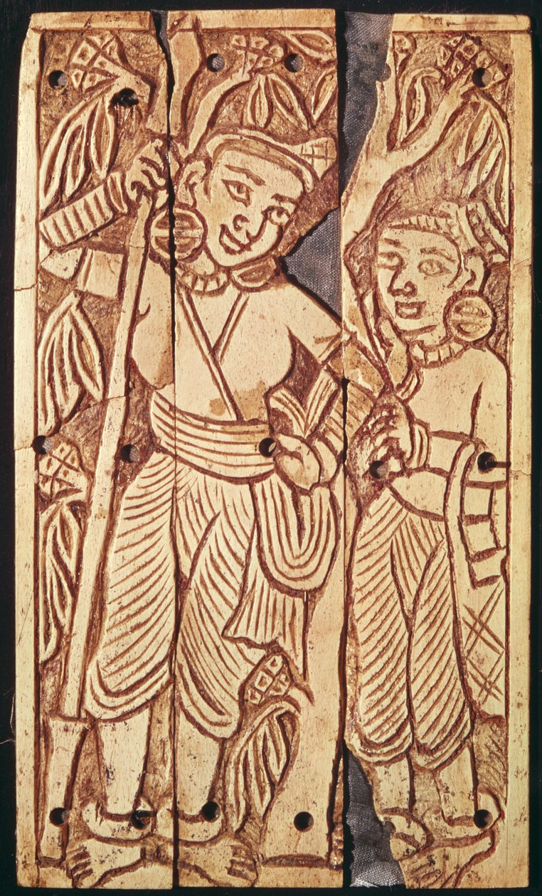 To kvinner under et Ashoka-tre, fra Begram, 1.-2. århundre av Afghan School