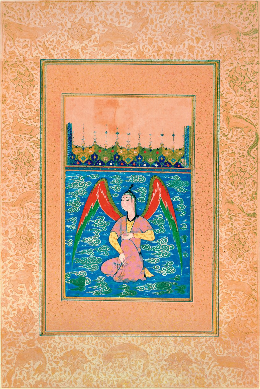 En luftbåren peri med rosenkrans, ca.1500 av Afghan School