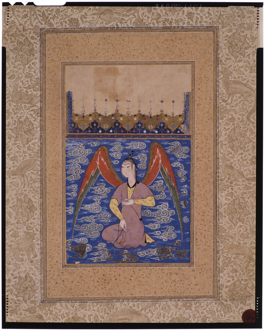 En luftbåren peri med rosenkrans, ca.1500 av Afghan School