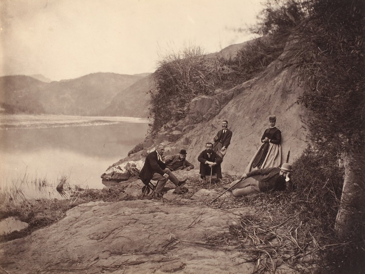 [gruppeportrett nær fang flammeklosteret, F U-nøkkel], rub. 1869. av Afong Lai