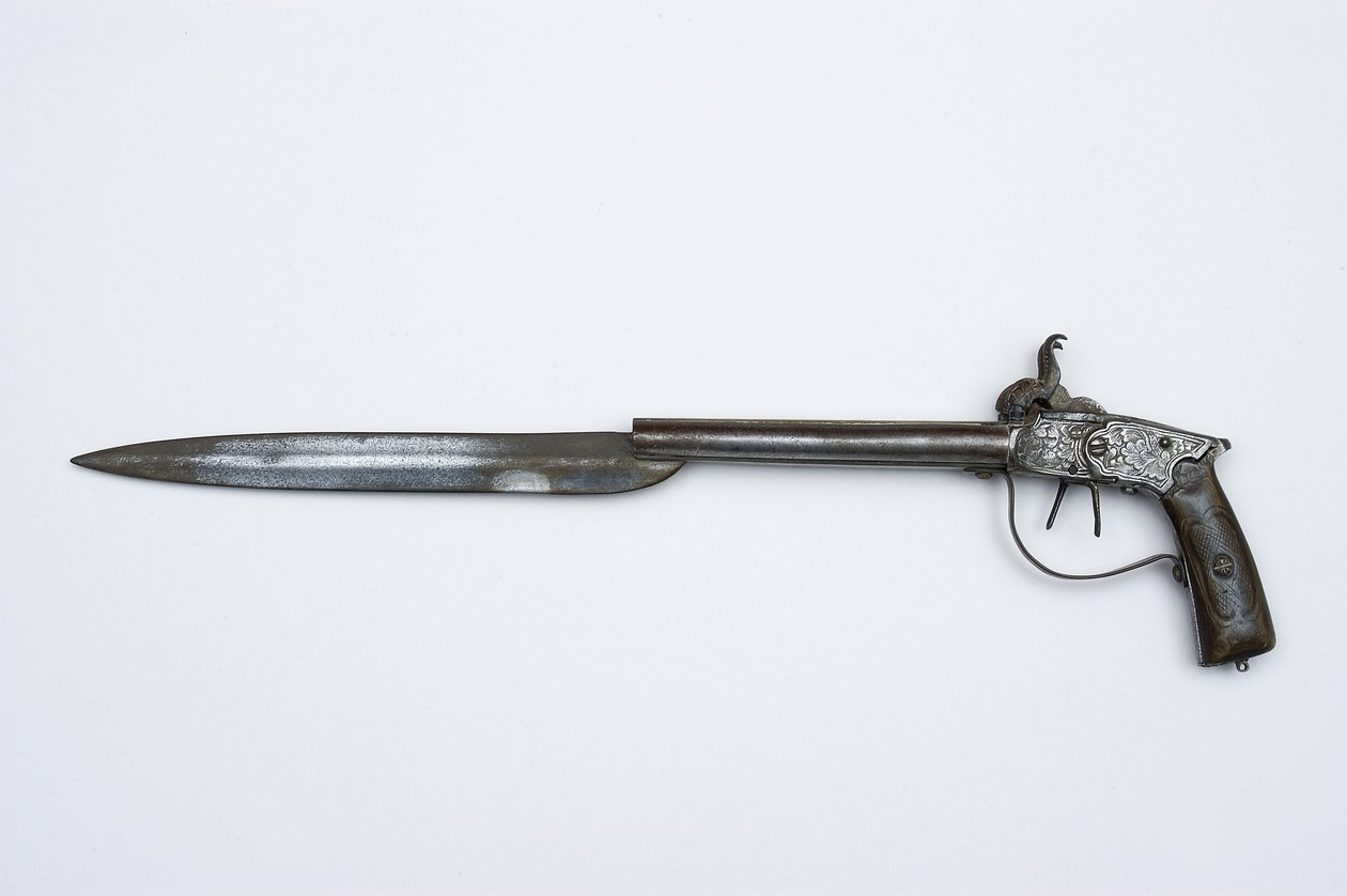 Dobbeltløps slagpistol, ca. 1840 (stål, messing og horn) av African