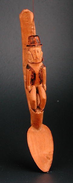 Figur av en europeisk mann sittende på en skjeskaft, Sørøst-Afrika, sent på 1800-tallet (tre) av African