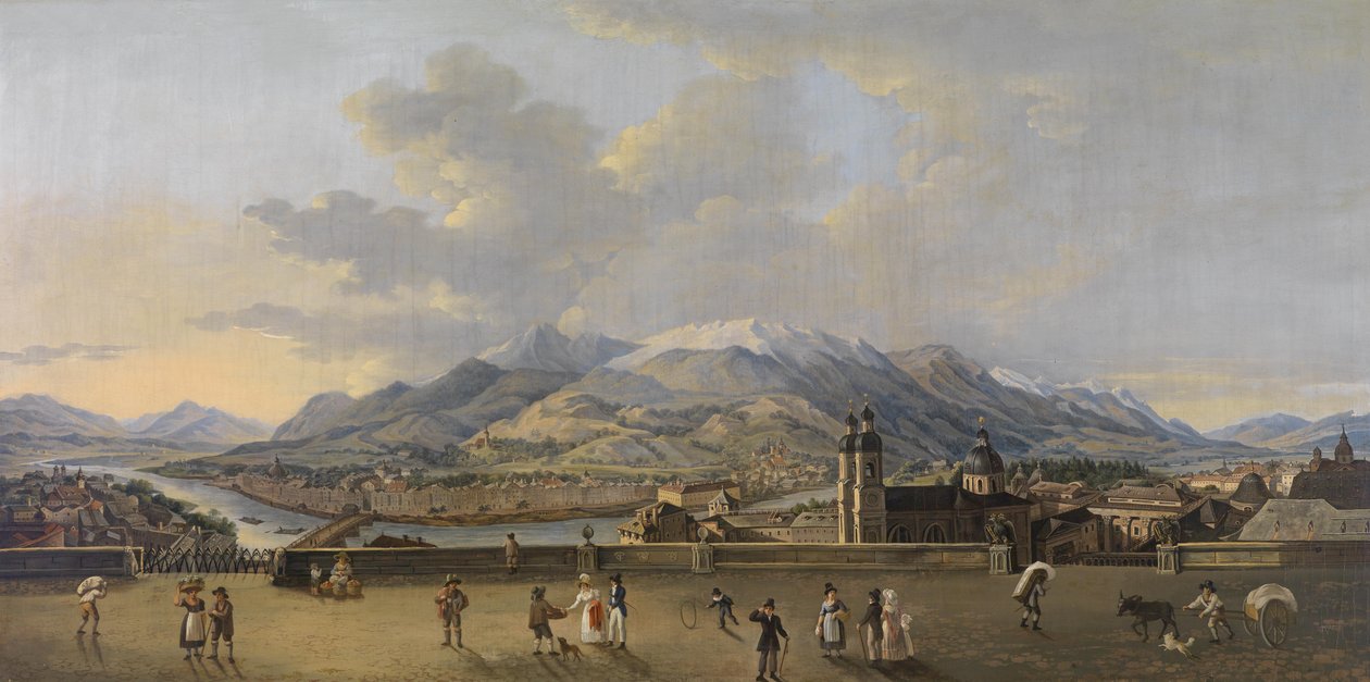 Panorama over Innsbruck, sett fra bytårnet av After Friedrich Rehberg