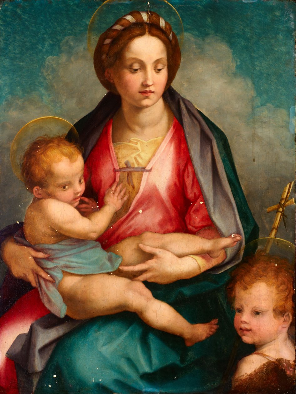 Madonna og barn med St John av Andrea del (after) Sarto