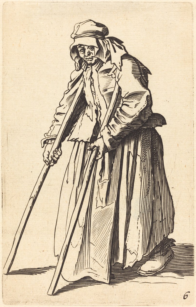 Tiggerkvinne med krykker av After Jacques Callot