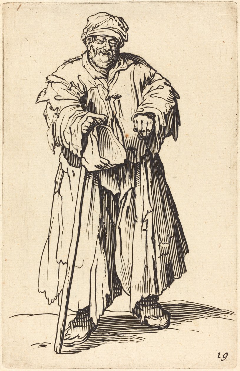 Feit tigger med øynene kastet ned av After Jacques Callot