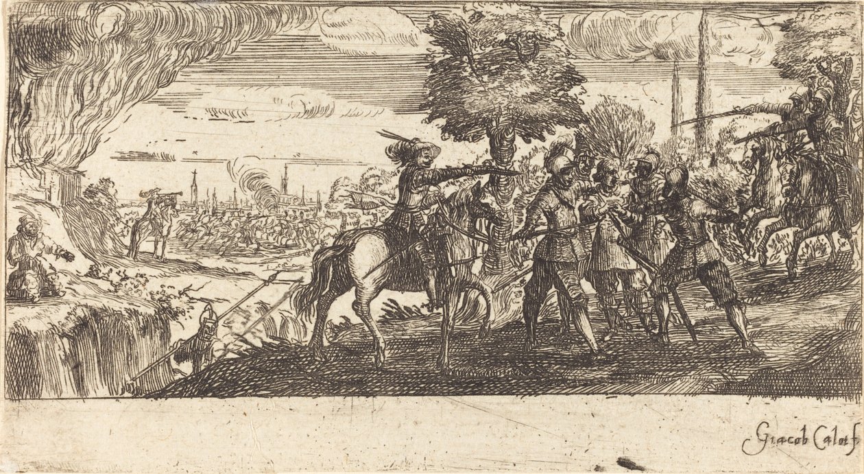 Landskap med kampscene av After Jacques Callot