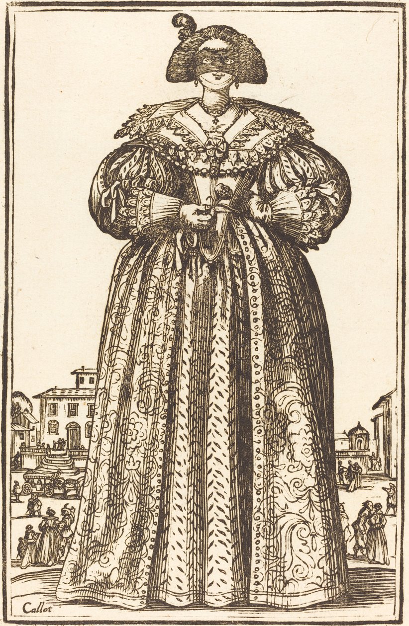 Maskert adelig kvinne av After Jacques Callot