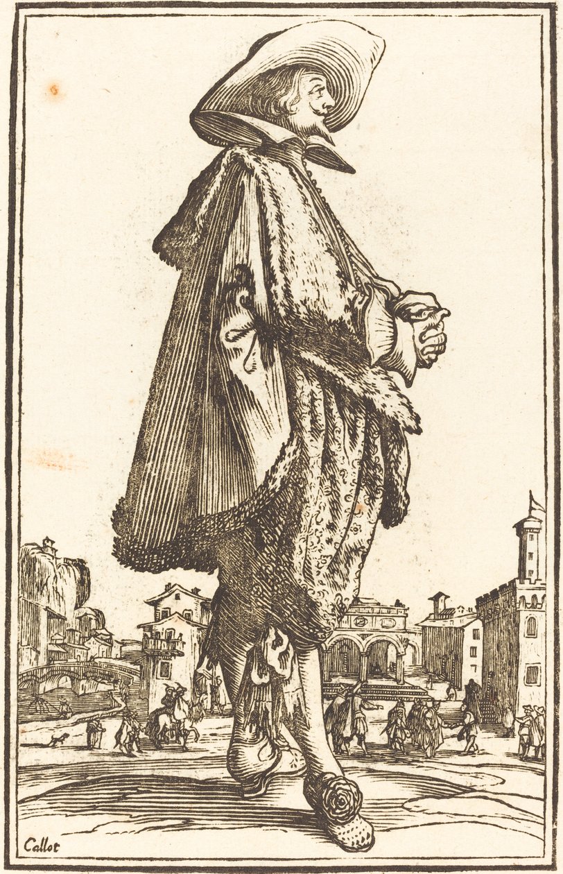 Edel mann med foldede hender av After Jacques Callot
